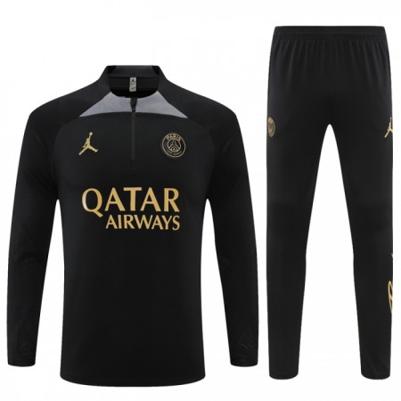 Tréninkový Mikina Paris Saint-Germain Čtvrt Zip Černá 2023-24 Tréninkový Mikina Paris Saint-Germain Čtvrt Zip Černá 2023-24